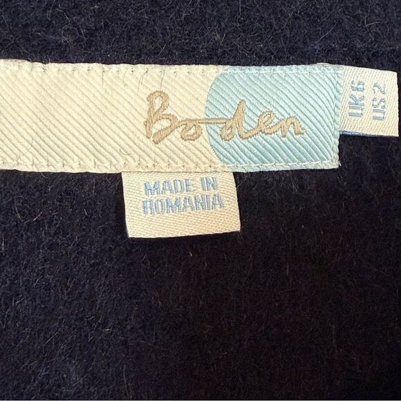 Boden Navy Wool Mohair Mid-Length Coat 2 - Picture 4 of 9